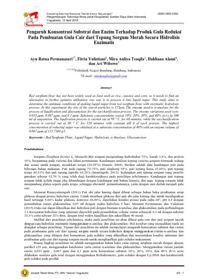Pengaruh Konsentrasi Substrat Dan Enzim Terhadap Produk Gula Reduksi