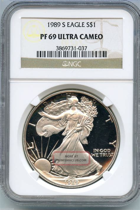 1989 S Ngc Pf 69 Ultra Cameo American Eagle Silver Proof Dollar S1s