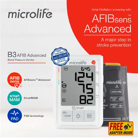 Microlife B Advanced Afib Blood Pressure Monitor Free Adaptor On