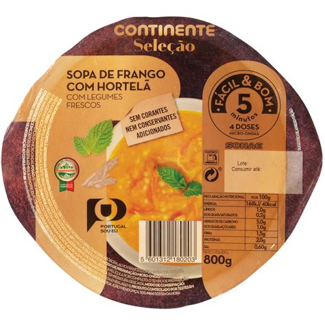 Sopa de Frango Hortelã emb 800 gr Continente Seleção Fácil Bom