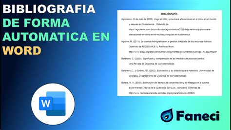 Como Crear La Bibliografia De Forma Automatica En Word Youtube