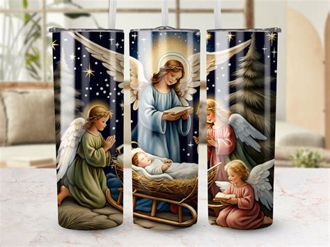 Angels Tumbler Wrap Christmas Wrap Nativity Scene Wrap 20 Etsy Australia