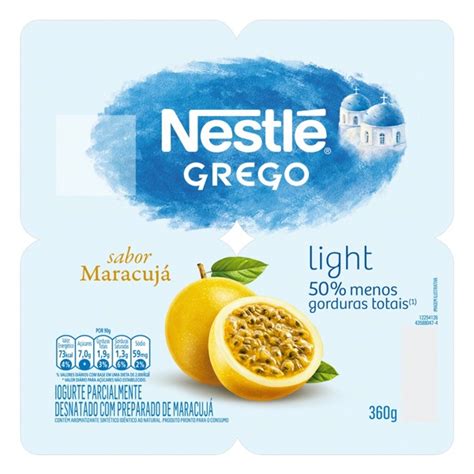 Iogurte Parcialmente Desnatado Grego Maracujá Light Nestlé Bandeja 360g