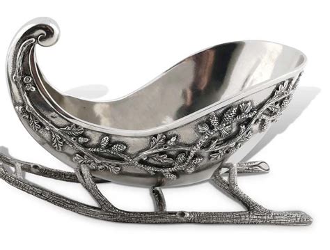 Reindeer Sleigh Centerpiece Bowl Pewter Vagabond House