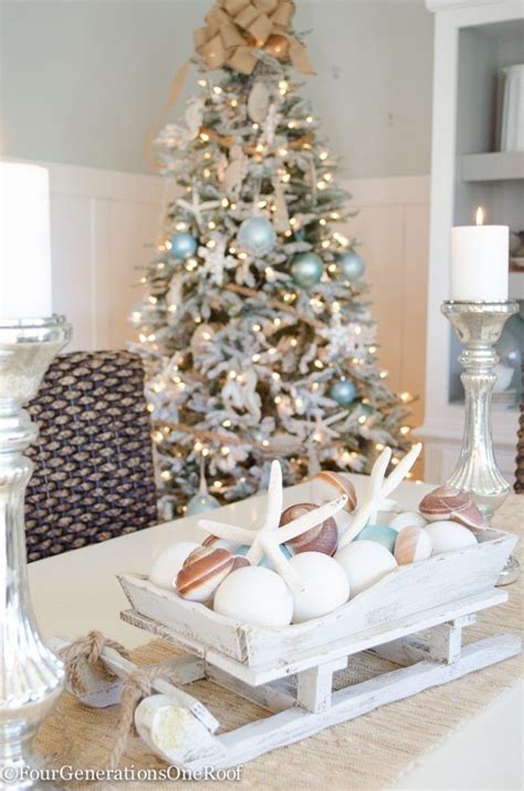 How To Make A Coastal Christmas Centerpiece Coastal Christmas Decor