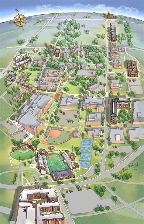 Mercer University Campus Map Illustration