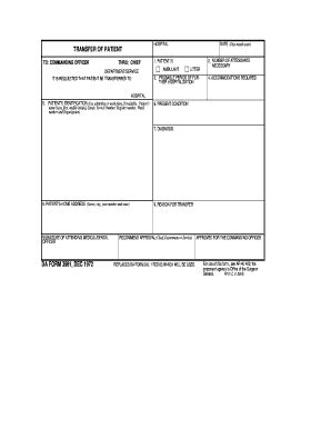 Fillable Online Armypubs Army Transfer Of Patient Da Form Dec