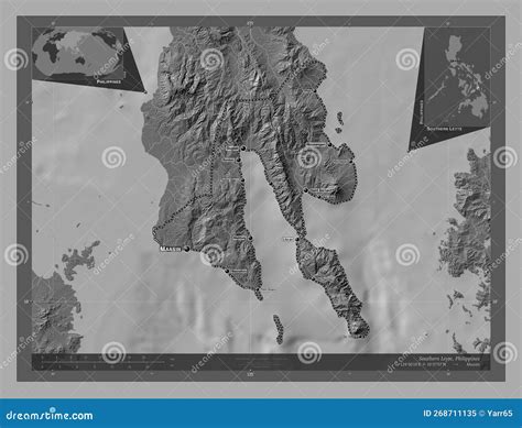 Southern Leyte Philippines Bilevel Labelled Points Of Cities Stock Illustration