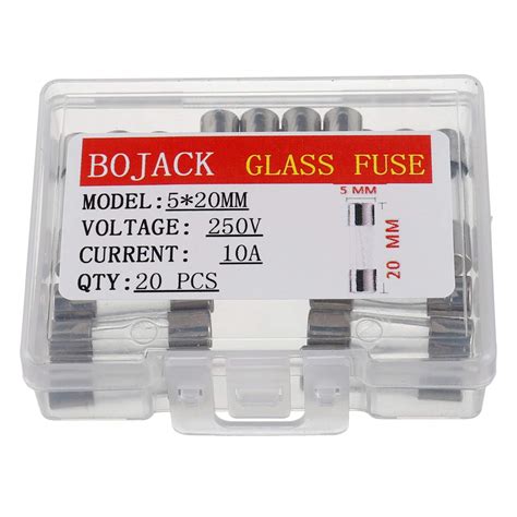 Bojack F10al250v 5x20mm 10a 250v Fast Blow Fuses 10 Amp 250 Volt 0 2 X 0 78 Inch Glass Tube