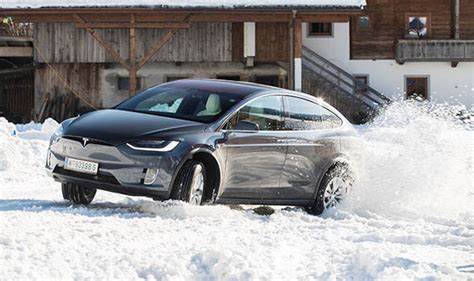 Tesla Model S And Model X Winter Snow Driving Test Electric Cars Are