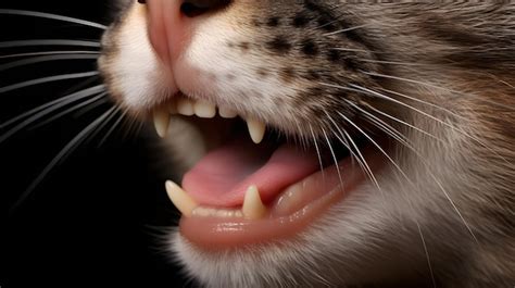 Premium AI Image | Close up of a cats mouth with a hint of a playful ...