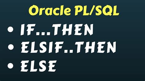 IF Statements In Oracle PL SQL With Example YouTube