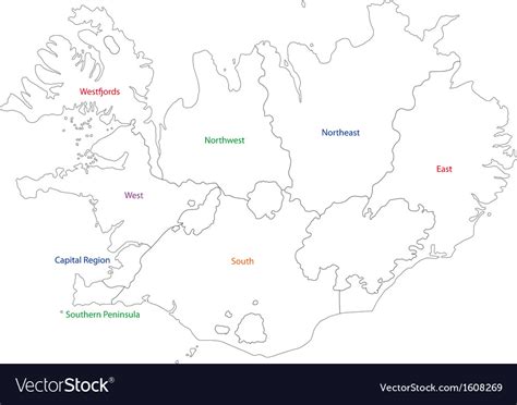 Outline Iceland Map Royalty Free Vector Image Vectorstock