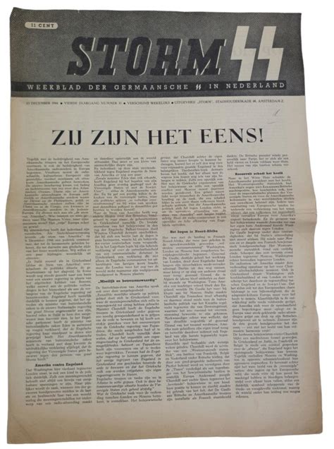 Avk Militaria A Dutch Ww Ss Newspaper Storm Ss