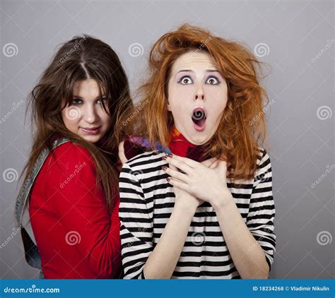 Two Funny Angry Girls Stock Photo Image Of Caucasian 18234268