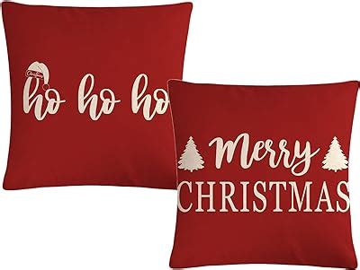 Amazon Grelucgo Set Of Embroidered Merry Christmas Holiday Red