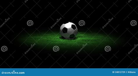 Soccer Ball On Grass In The Dark Stock Image Image Of Background White 24812729