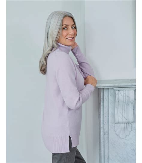 Soft Iris Pure Cashmere Luxurious Cashmere Boxy Polo Neck Jumper