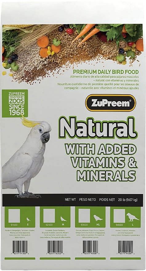 Zupreem Natural With Added Vitamins Minerals Amino Acids Bird Food