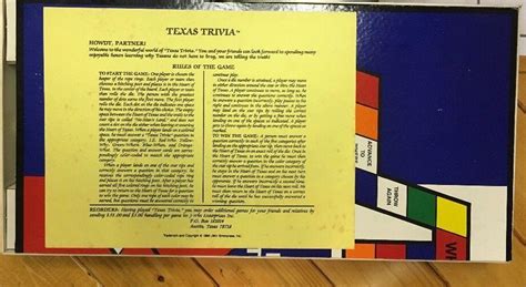 Rare Texas Trivia Board Game Vintage 1984 J Win Enterprises Austin