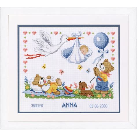 New Arrival Birth Record Counted Cross Stitch Kit By Vervaco