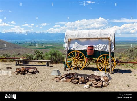 Covered Wagon At The Wagon Encampment National Historic Oregon Trail