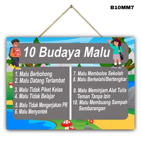 Jual Cod ☑️ Hiasan Dinding Poster 10 Budaya Malu Gantungan Sekolah Kelas Edukasi Anak Shopee