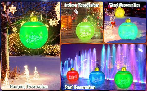 Hysagtek Light Up Christmas Inflatable Ball Baubles PVC 24Inch Giant