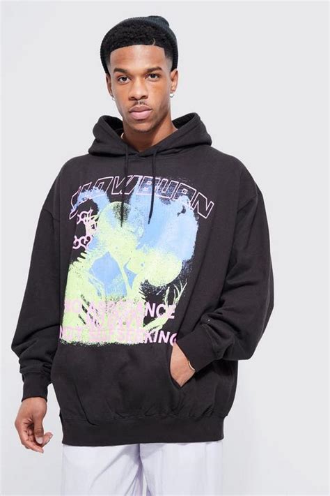 Oversized Skeleton Thermal Graphic Hoodie Boohoo Uk