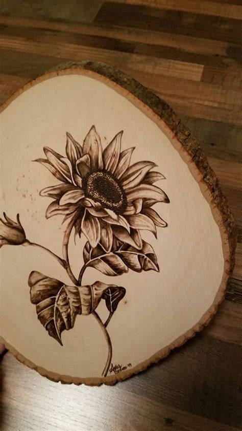 Girasol Quemado En Madera Etsy Espa A Wood Burning Stencils Wood