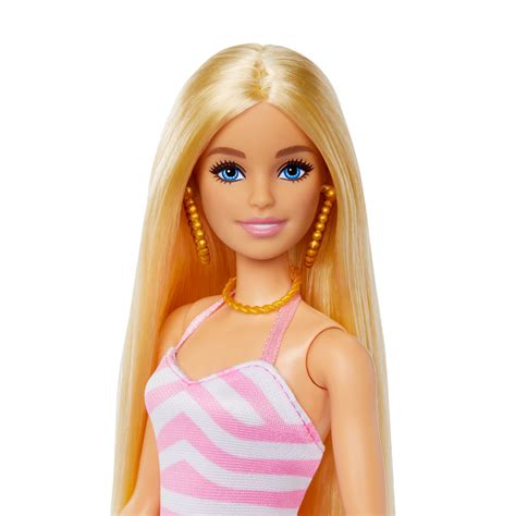 Barbie Bionda Con Costume Da Bagno E Accessori Da Spiaggia Hpl73 Mattel