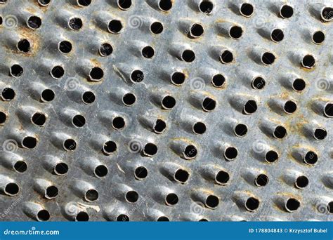 Close Up Of Metal With Holes Texture Or Background Stock Image Image