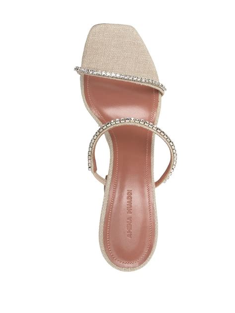 Amina Muaddi Gilda Crystal Embellished Mules Neutrals Farfetch