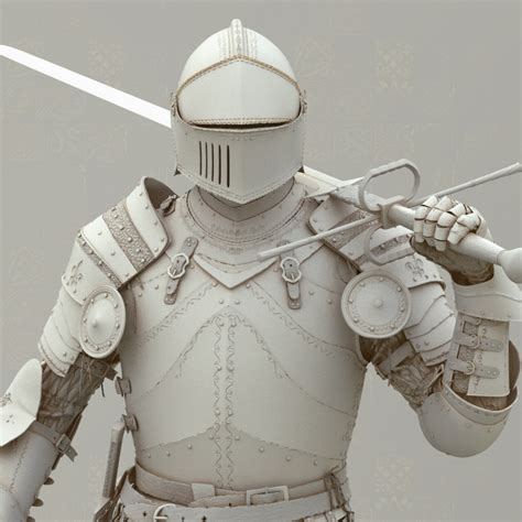 Medieval Knight Grey Model By Munozvelazquez Figurative 3d Cgsociety Medieval Knight