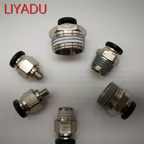 10PCS PC6 Male Thread M5 M6 1 8 1 4 01 02 To Tube Push Air Tube