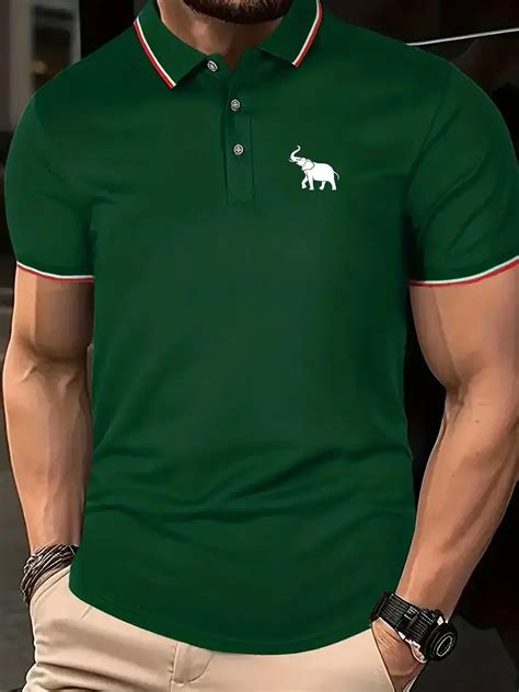 Mens Elephant Graphic Polo Shirt Outdoor Casual Lapel Temu South Africa