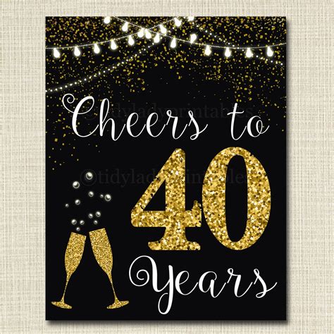 Cheers To Forty Years Cheers To 40 Years 40th Wedding Sign Etsy Canada