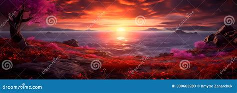 Dreamy Landscape, Surreal Sunset, Unusual Landscape Stock Illustration ...