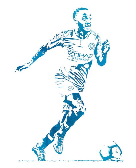 Raheem Sterling Manchester City Watercolor Strokes Pixel Art 1 Mixed