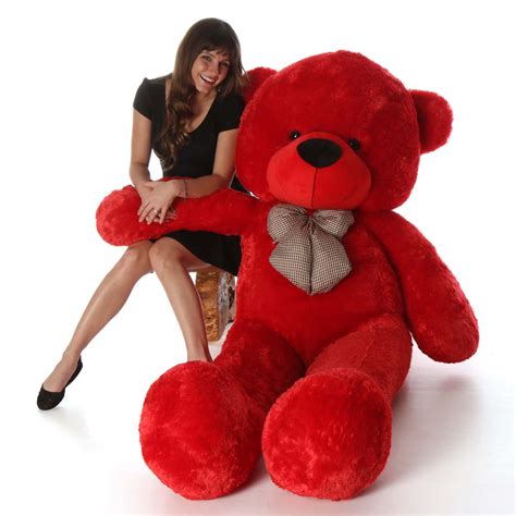 Bright Cuddles 72" Life Size Red Plush Teddy Bear - Giant Teddy Bear