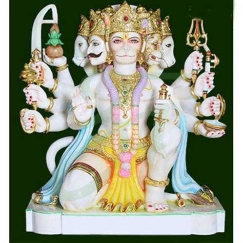 Multicolor Marble Panchmukhi Hanuman Sitting Statue At Rs