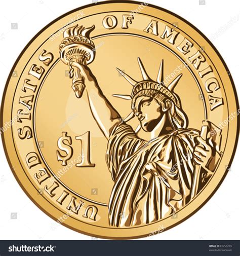 Vector American Money One Dollar Coin Stock Vector (Royalty Free ...