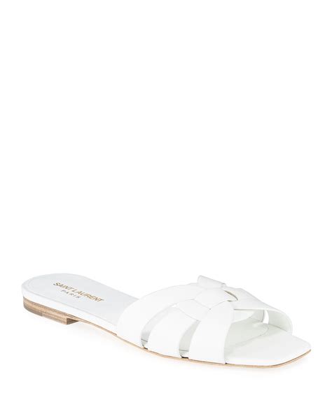 Saint Laurent Nu Pieds Flat Woven Leather Slide Sandals Neiman Marcus