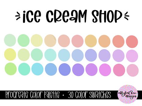 Ice Cream Shop Color Palette For Procreate Instant Digital Etsy