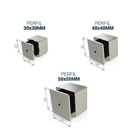 Prolongador quadrado em aço inox para vidro Metanox A marca da