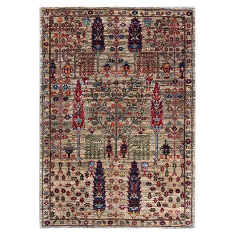 One Of A Kind Hand Knotted Traditional Tribal Serapi Beige Area Rug For