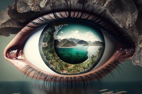 Imagen Conceptual De Un Ojo Pintoresco Con Vistas Al Agua Foto Premium