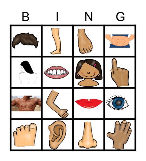 Body Bingo Card