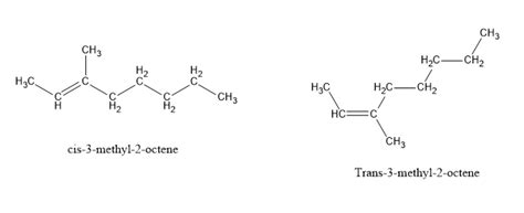 Solved 14 Draw Cis And Trans Isomers Of 3 Methyl 2 Octene Course Hero