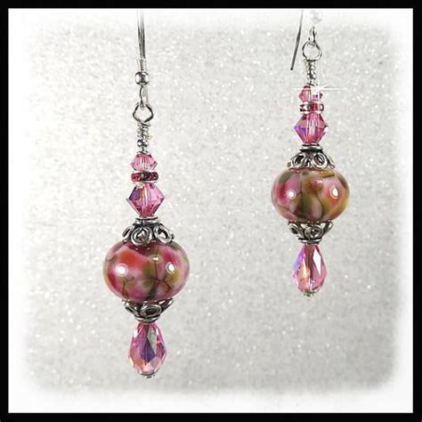 E Pink Lampwork Earrings Lampwork Earrings Pink Etsy Lampwork